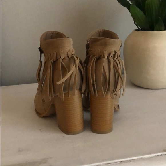 Size 7 Camel Suede Fringe Booties - Picture 2 of 5
